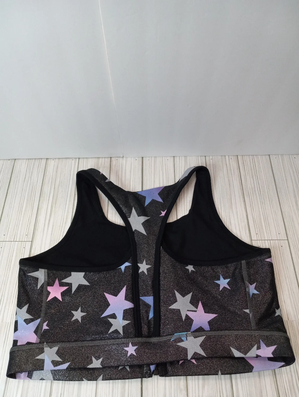 Torrid Wireless Zip-Front Foil Stars Print Racerback Active Sports Bra 1X